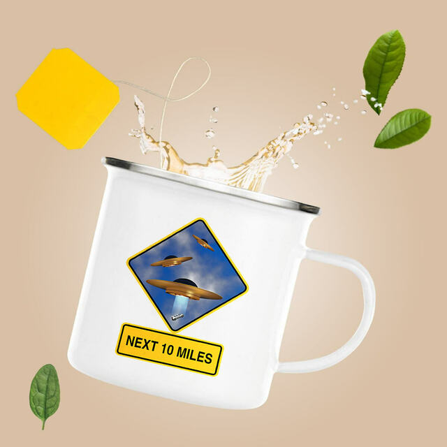 Image front ❀ Mug Metal Imprimé Sur Chaque Côté ✦ UFO ALERT [🌐 EN] ✨