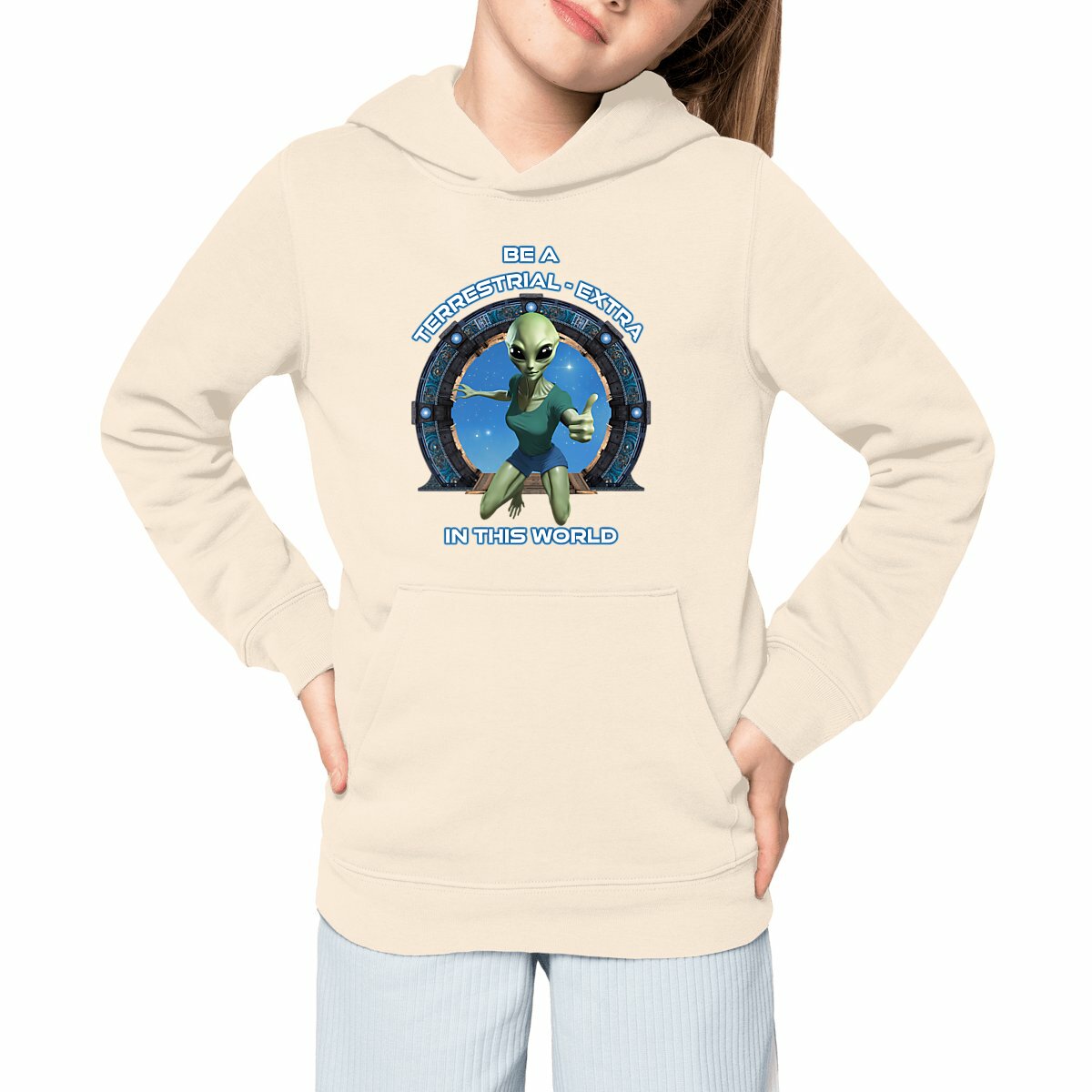 Image front ❀ Sweat-Shirt Épais à Capuche Unisexe Enfant ~Premium+ ✦ ZETA (ALIEN) [🌐 EN] ✨