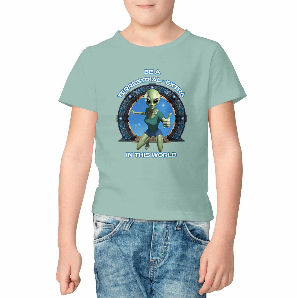 Image front ❀ T-Shirt Mi-Léger Unisexe Enfant ~Premium+ ✦ ZETA (ALIEN) [🌐 EN] ✨