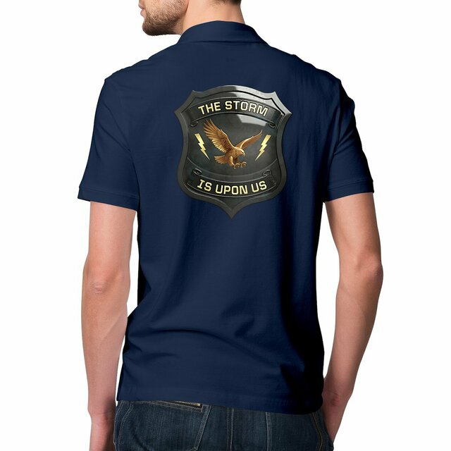 Image front ❀ Polo Mi-Épais Homme ~Premium Visuel Devant & au Dos ✦ THE STORM IS UPON US [🌐 EN] ✨