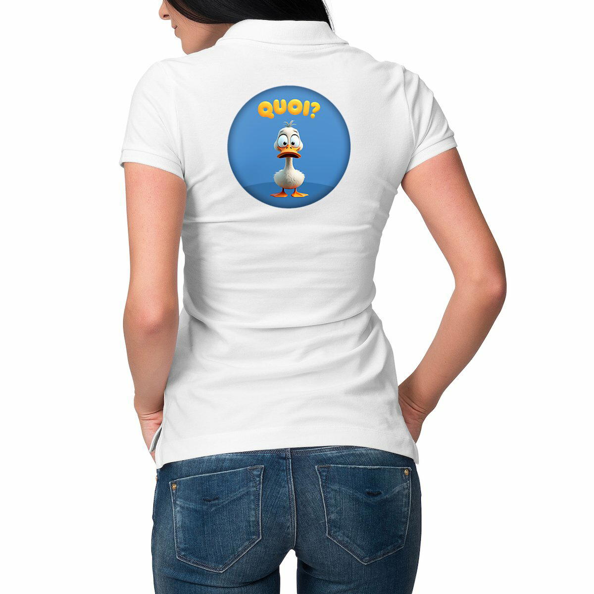 Image front ❀ Polo Mi-Épais Femme ~Premium Visuel Devant & au Dos ✦ PETIT CANARD [🌐 FR] ✨