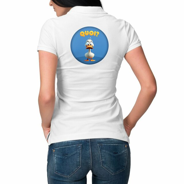 Image front ❀ Polo Mi-Épais Femme ~Premium Visuel Devant & au Dos ✦ PETIT CANARD [🌐 FR] ✨