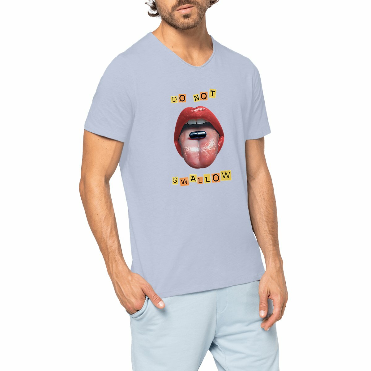 Image front ❀ T-Shirt Léger Homme Slub ~Premium+ ✦ BLACK PILL - NE PAS AVALER [🌐 EN] ✨