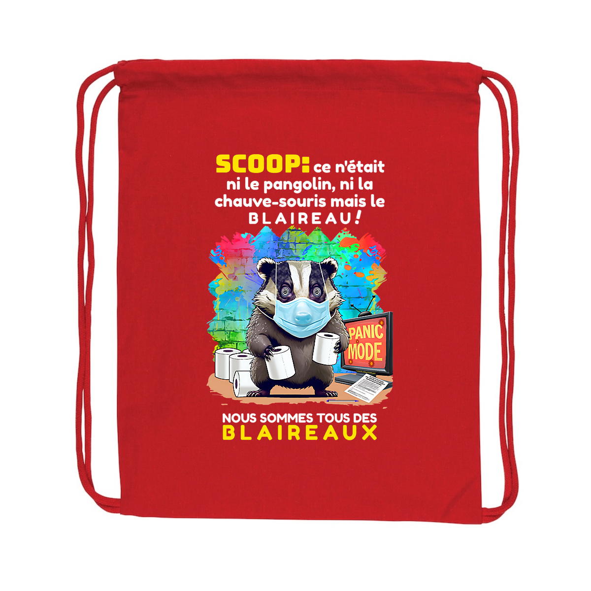 Image back ❀ Sac À Dos À Cordelettes Recyclé ~Premium ✦ PANIC MODE [🌐 FR] ✨