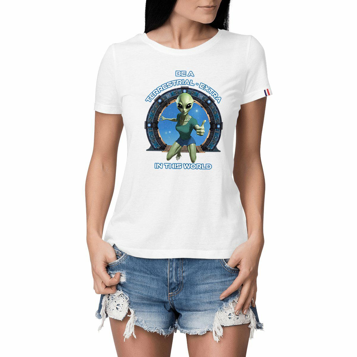 Image front ❀ T-Shirt Mi-Épais Femme Made in France ~Premium+ ✦ ZETA (ALIEN) [🌐 EN] ✨