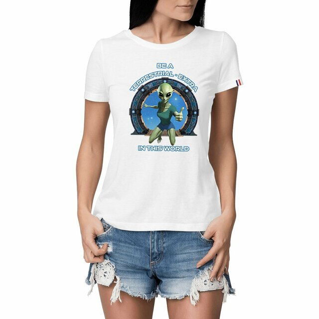 Image front ❀ T-Shirt Mi-Épais Femme Made in France ~Premium+ ✦ ZETA (ALIEN) [🌐 EN] ✨