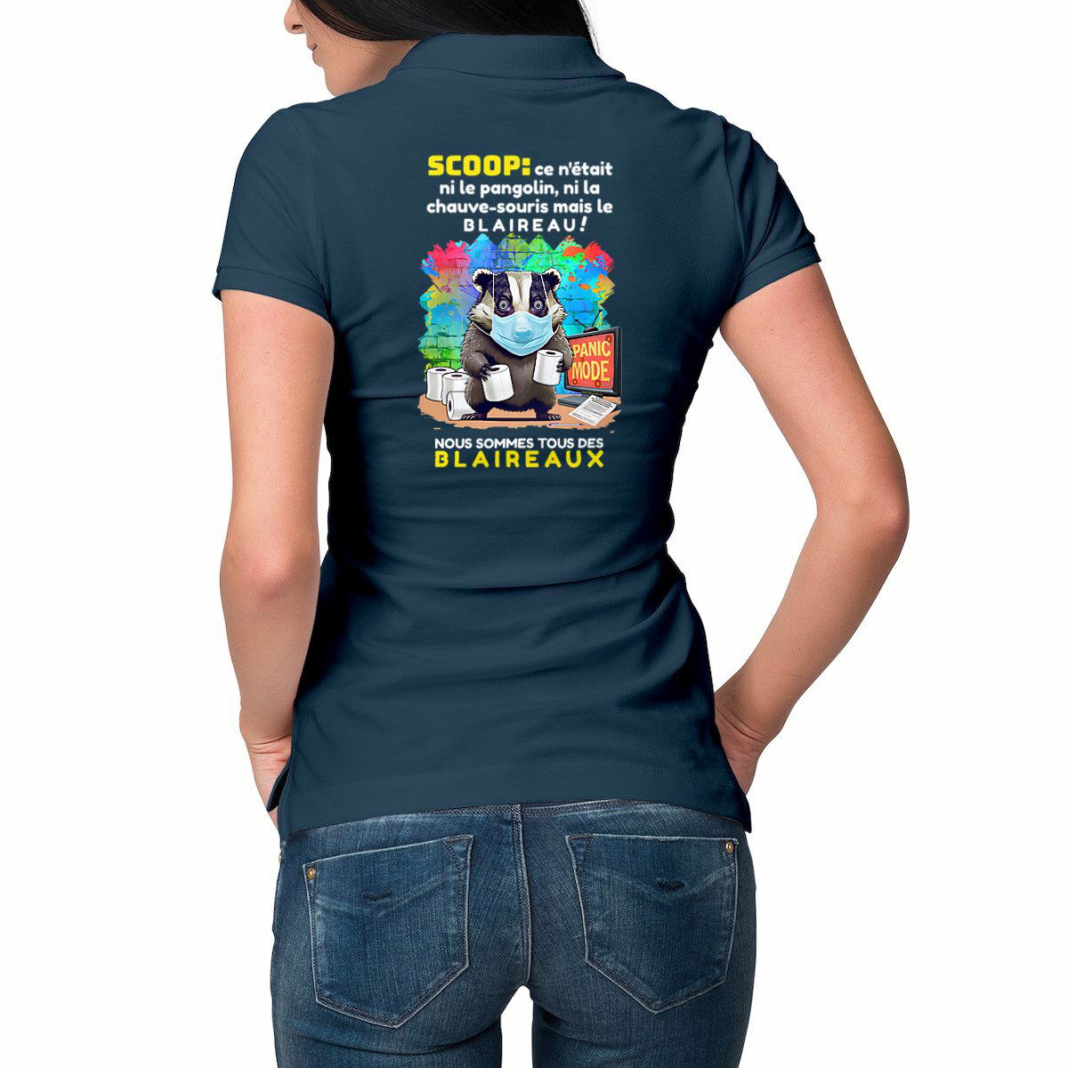 Image front ❀ Polo Mi-Épais Femme ~Premium Visuel Devant & au Dos ✦ PANIC MODE [🌐 FR] ✨