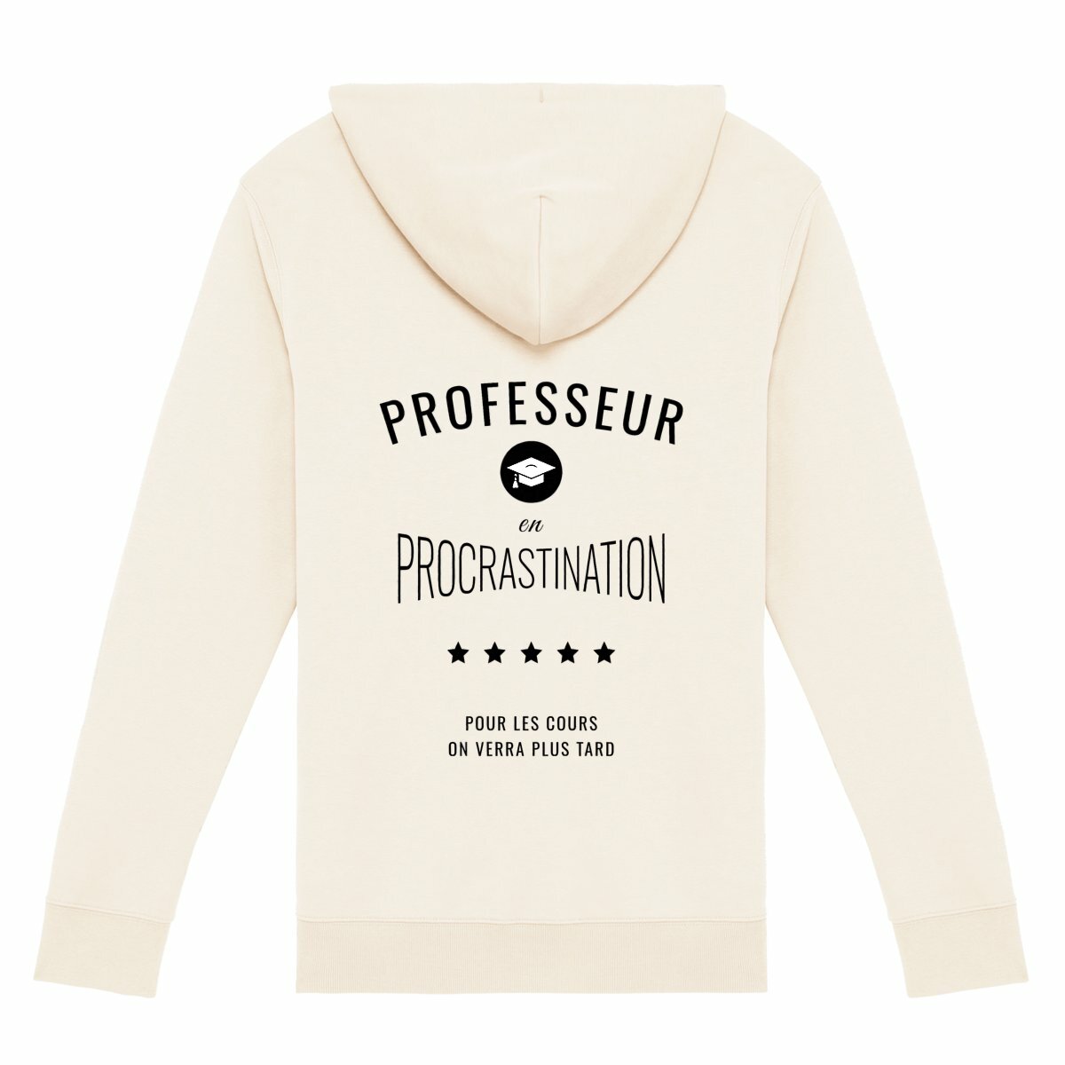 Image back ❀ Sweat à Capuche Épais Unisexe Zippé ~Premium+ Visuel Devant & au Dos  / Couleur Sweat Claire / ✦ PROCRASTINATION [🌐 FR] ✨