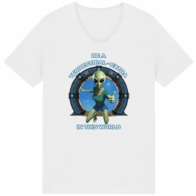 Image back ❀ T-Shirt Léger Homme Slub Col V ~Premium+ ✦ ZETA (ALIEN) [🌐 EN] ✨