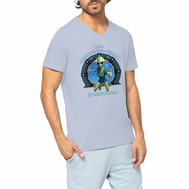 Image front ❀ T-Shirt Léger Homme Slub Col V ~Premium+ ✦ ZETA (ALIEN) [🌐 EN] ✨