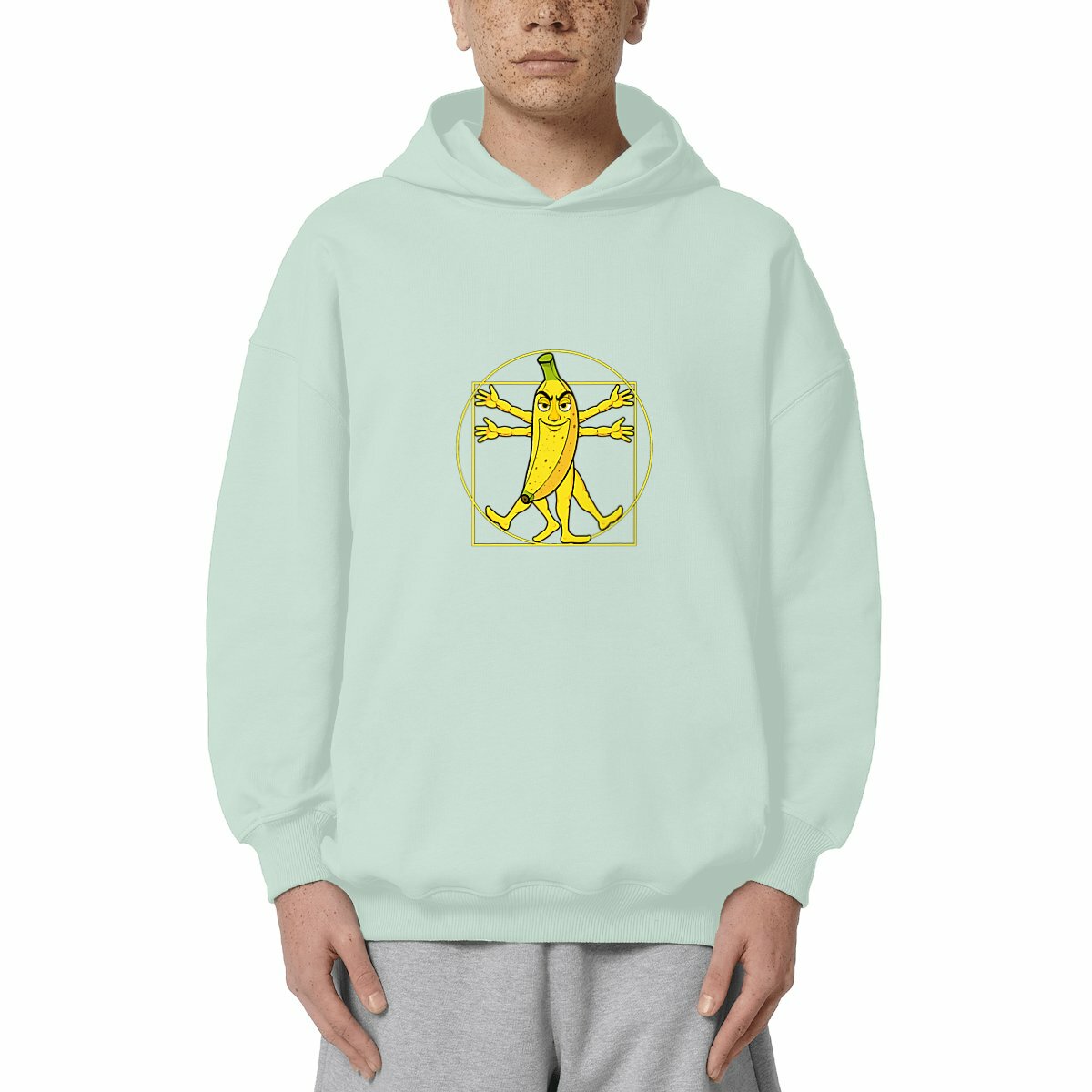 Image front ❀ Sweat-Shirt Standard à Capuche Unisexe Oversize ~Premium+ ✦ LA BANANE DE VITRUVE [🌐 FR]
