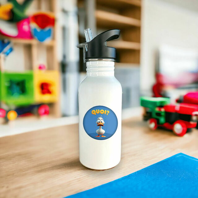 Image front ❀ Bouteille Inox Avec Paille Recyclé ✦ PETIT CANARD [🌐 FR] ✨