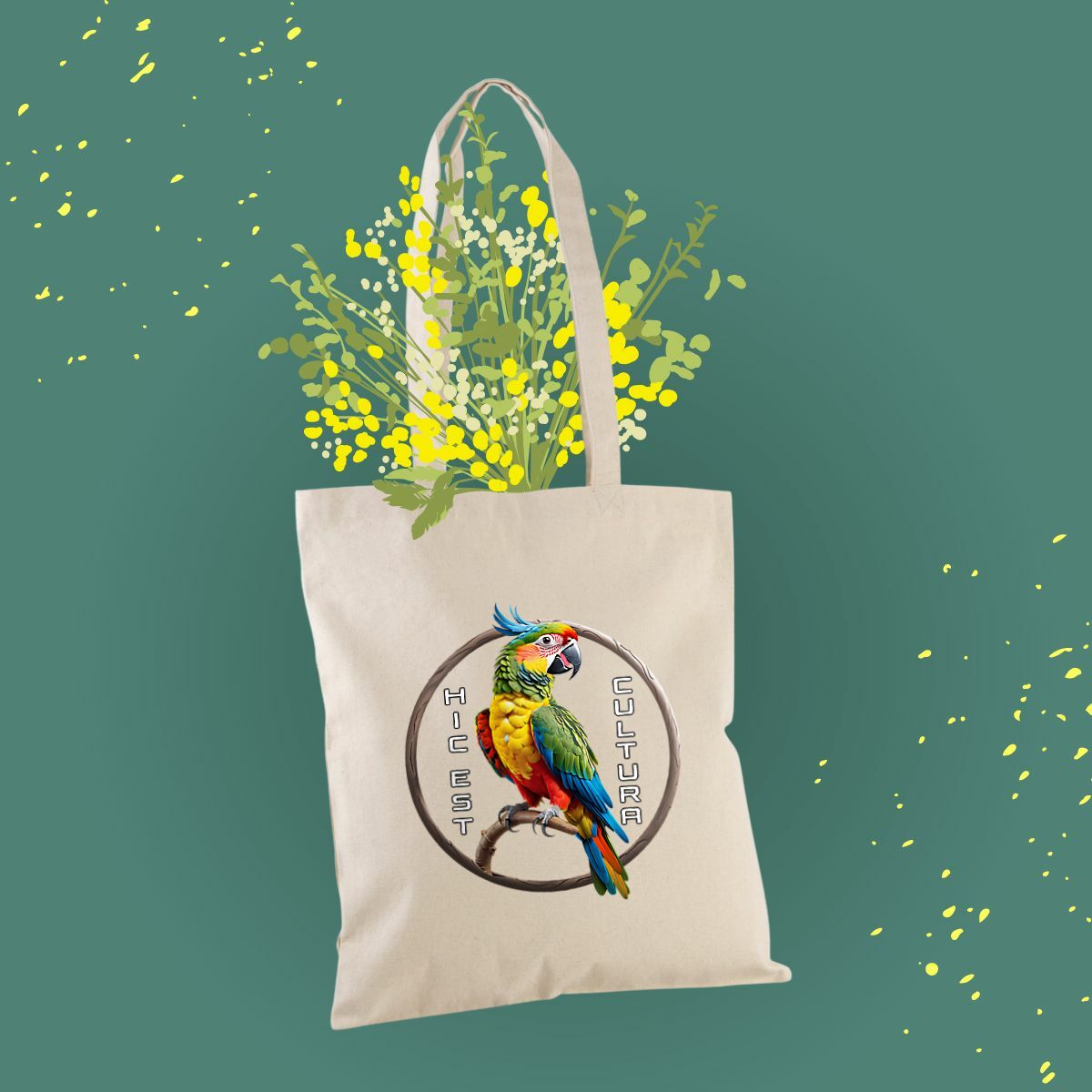 Image front ❀ Totebag Épais ~Premium+ ✦ PERROQUET [🌐 LAT] ✨