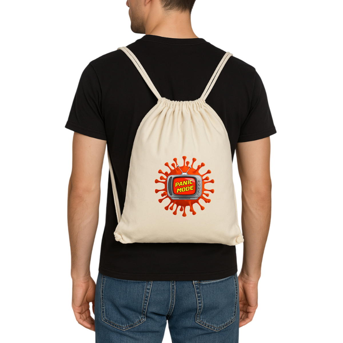 Image front ❀ Sac À Dos À Cordelettes Recyclé ~Premium ✦ PANIC MODE [🌐 FR] ✨