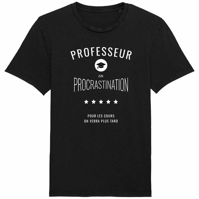 Image back ❀ T-Shirt Mi-Léger Unisexe Vintage ~Premium ✦ PROCRASTINATION [🌐 FR] ✨