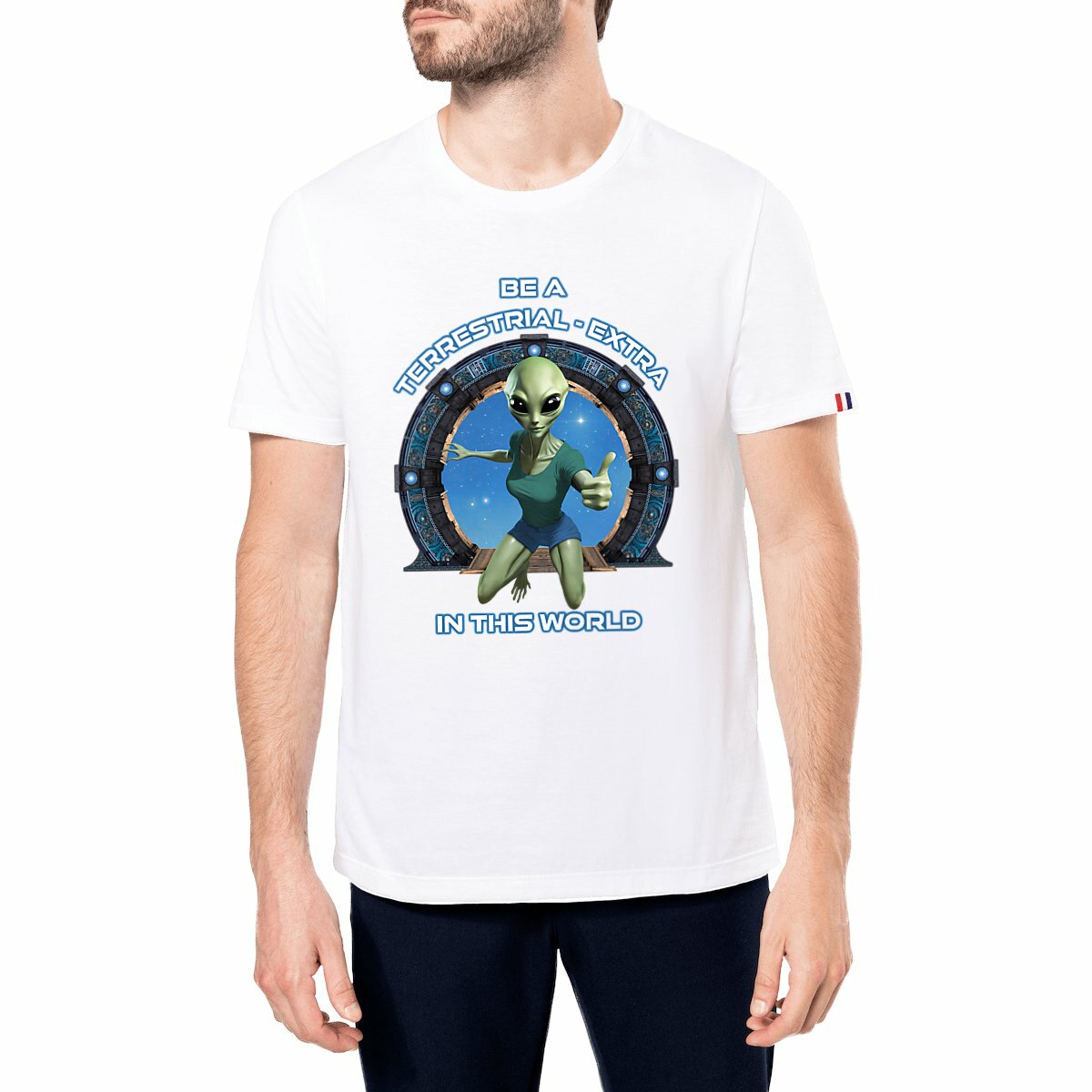 Image front ❀ T-Shirt Mi-Épais Homme Made in France ~Premium+ ✦ ZETA (ALIEN) [🌐 EN] ✨