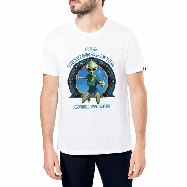 Image front ❀ T-Shirt Mi-Épais Homme Made in France ~Premium+ ✦ ZETA (ALIEN) [🌐 EN] ✨