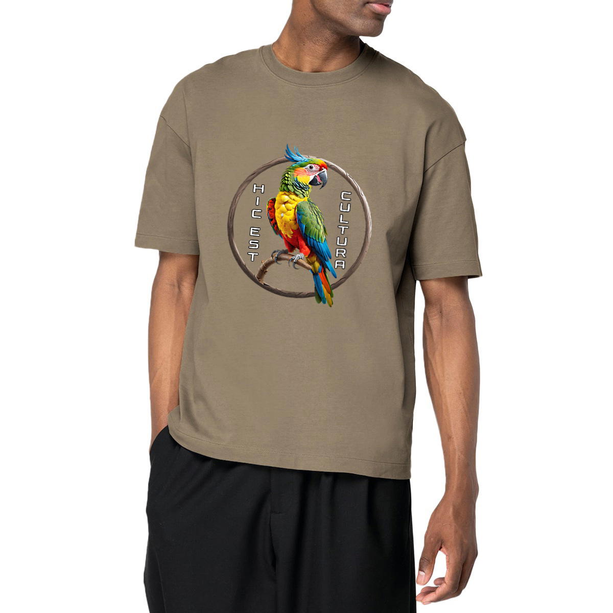 Image front ❀ T-Shirt Épais Unisexe Oversize ~Premium+ ✦ PERROQUET [🌐 LAT] ✨