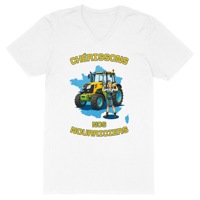 Image back ❀ T-Shirt Léger Homme Col V ~Change ✧ SOUTENONS NOS FERMES [🌐 FR] ✨