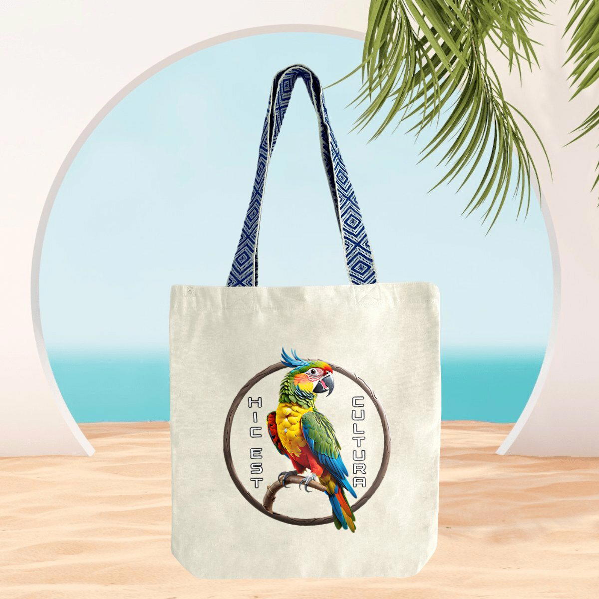 Image front ❀ Totebag Ethnique ~Premium+ ✦ PERROQUET [🌐 LAT] ✨