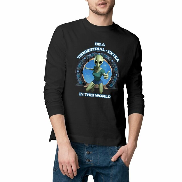 Image front ❀ T-Shirt Classique Mi-Épais Homme Manches Longues ~Premium ✦ ZETA (ALIEN) [🌐 EN] ✨