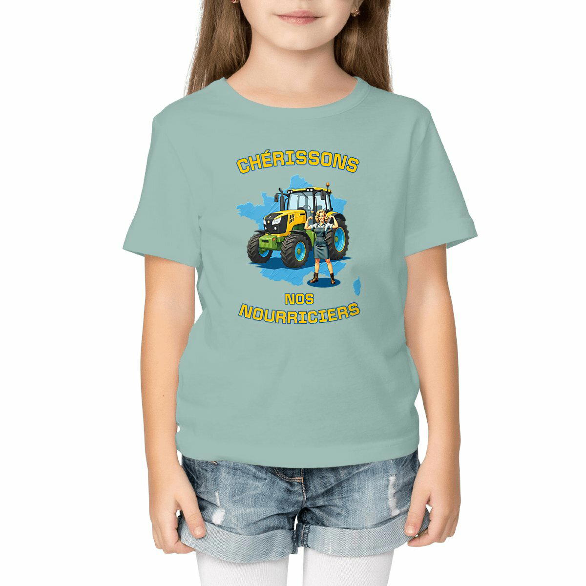 Image front ❀ T-Shirt Mi-Léger Unisexe Enfant ~Premium+ ✧ SOUTENONS NOS FERMES [🌐 FR] ✨