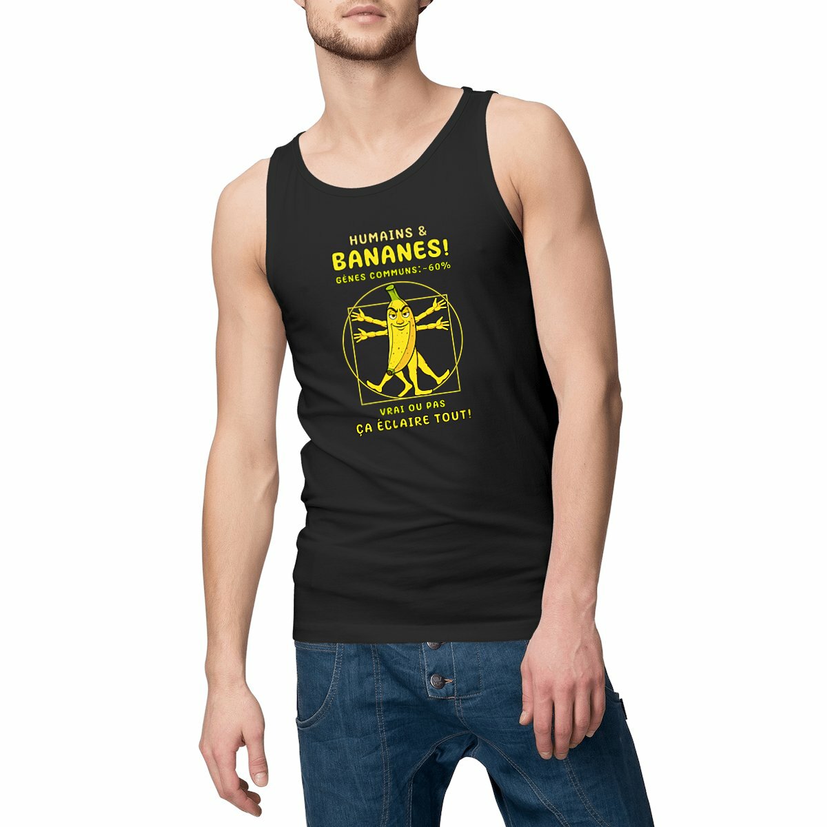 Image front ❀ Débardeur Léger Homme ~Change ✦ LA BANANE DE VITRUVE [🌐 FR] ✨