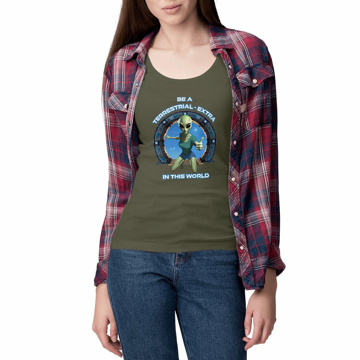 Image front ❀ Débardeur Mi-Léger Femme Cintré ~Premium ✦ ZETA (ALIEN) [🌐 EN] ✨