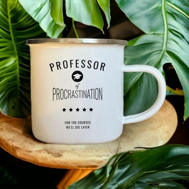 Image front ❀ Mug Metal Imprimé Sur Chaque Côté ✦ PROCRASTINATION [🌐 EN] ✨