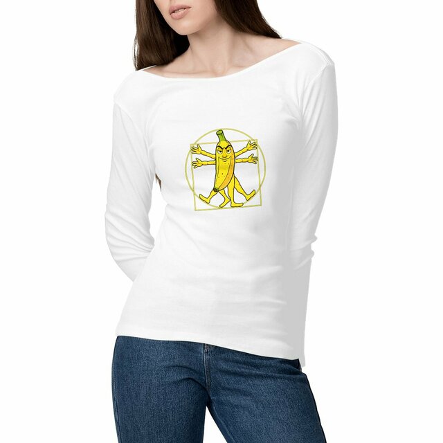 Image front ❀ T-Shirt Léger Femme Manches longues ~Premium ✦ LA BANANE DE VITRUVE [🌐 FR] ✨