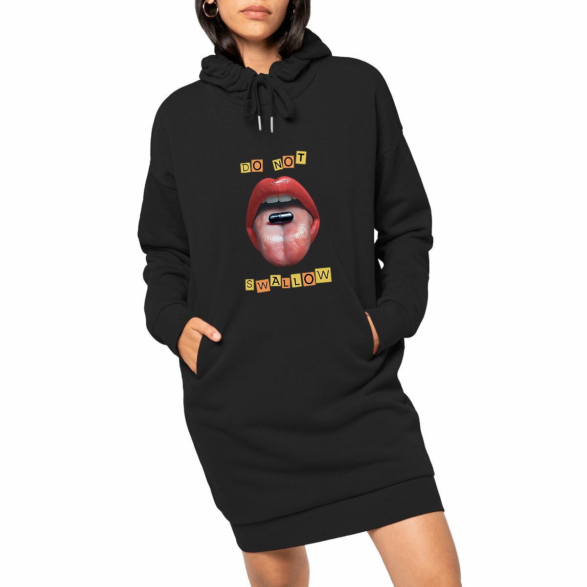 Image front ❀ Robe Sweat Lourde à Capuche Femme ~Premium+ ✦ BLACK PILL - NE PAS AVALER [🌐 EN] ✨
