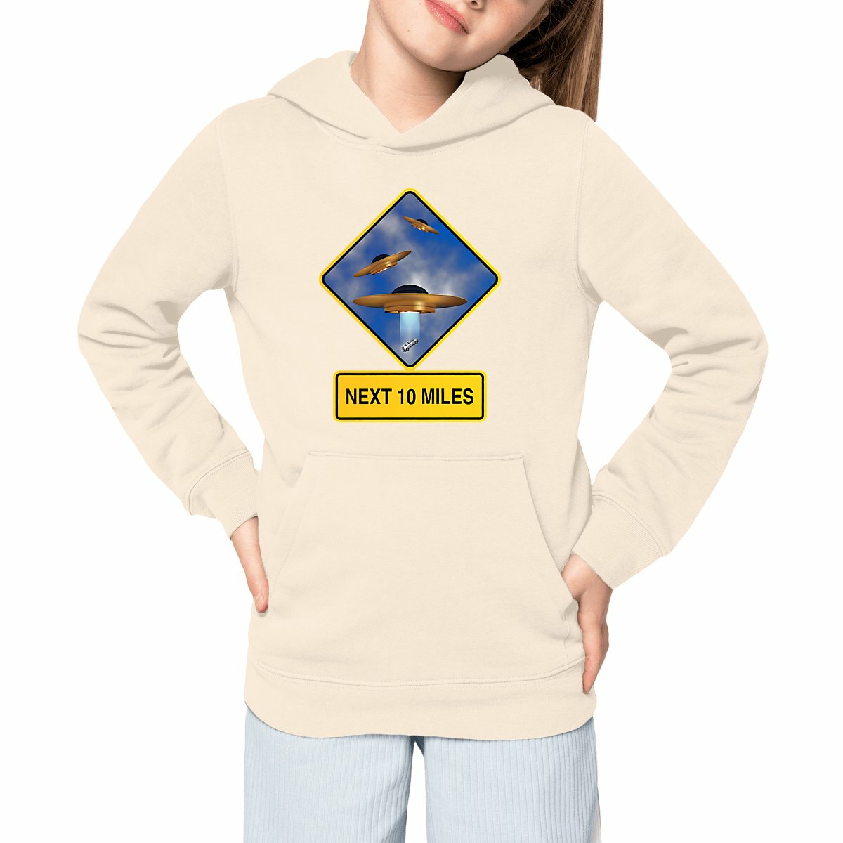 Image front ❀ Sweat-Shirt Épais à Capuche Unisexe Enfant ~Premium+ ✦ UFO ALERT [🌐 EN] ✨