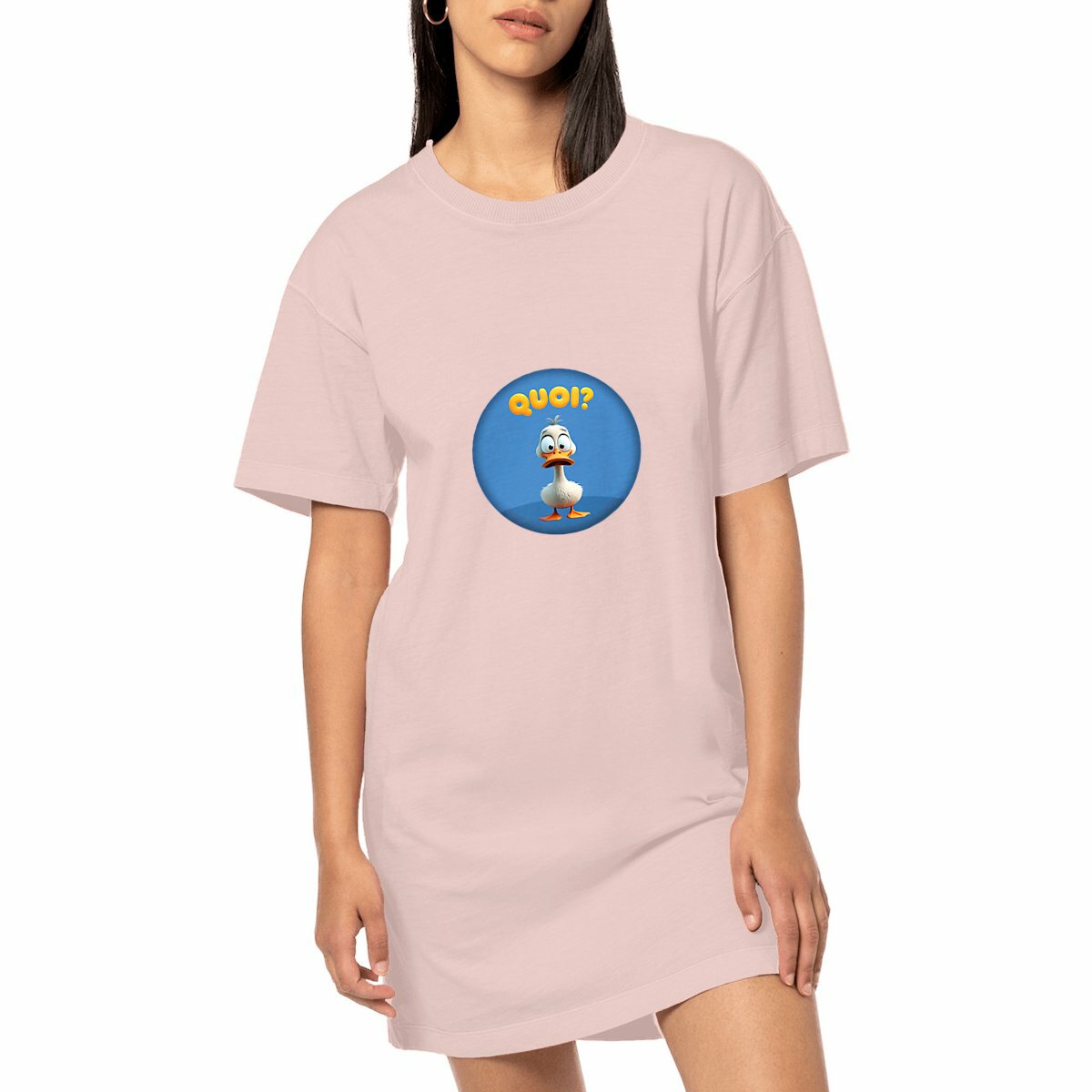 Image front ❀ Robe T-Shirt Mi-Épaisse Vintage Oversize Femme ~Premium+ ✦ PETIT CANARD [🌐 FR] ✨
