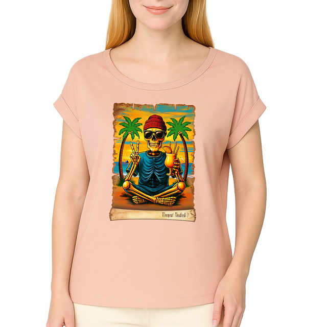 Image front ❀ T-Shirt Mi-Léger Femme Manches à Revers ~Premium ✦ VIVEMENT VENDREDI ! [🌐 FR] ✨