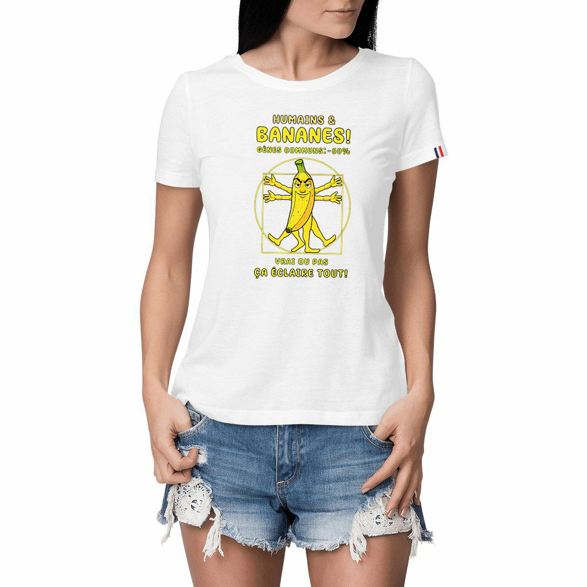 Image front ❀ T-Shirt Mi-Épais Femme Made in France ~Premium+ ✦ LA BANANE DE VITRUVE [🌐 FR] ✨