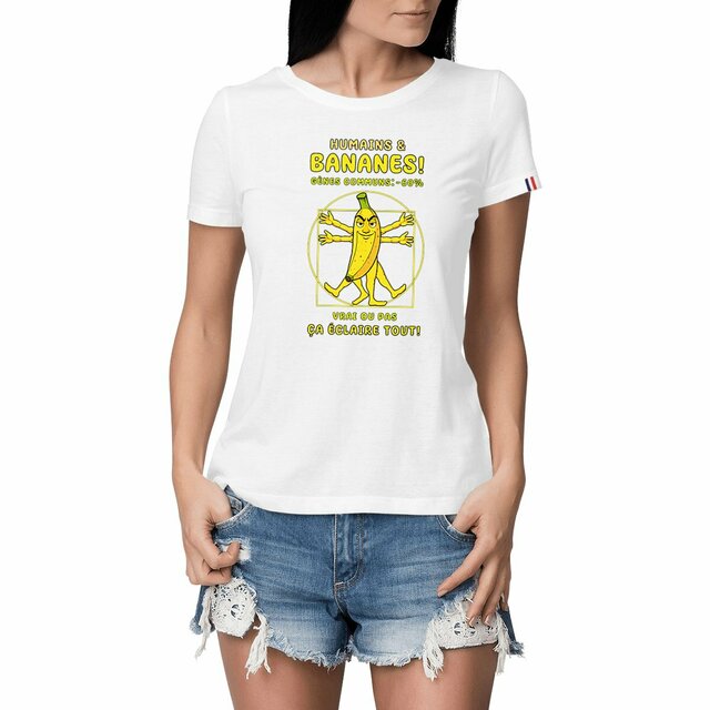 Image front ❀ T-Shirt Mi-Épais Femme Made in France ~Premium+ ✦ LA BANANE DE VITRUVE [🌐 FR] ✨