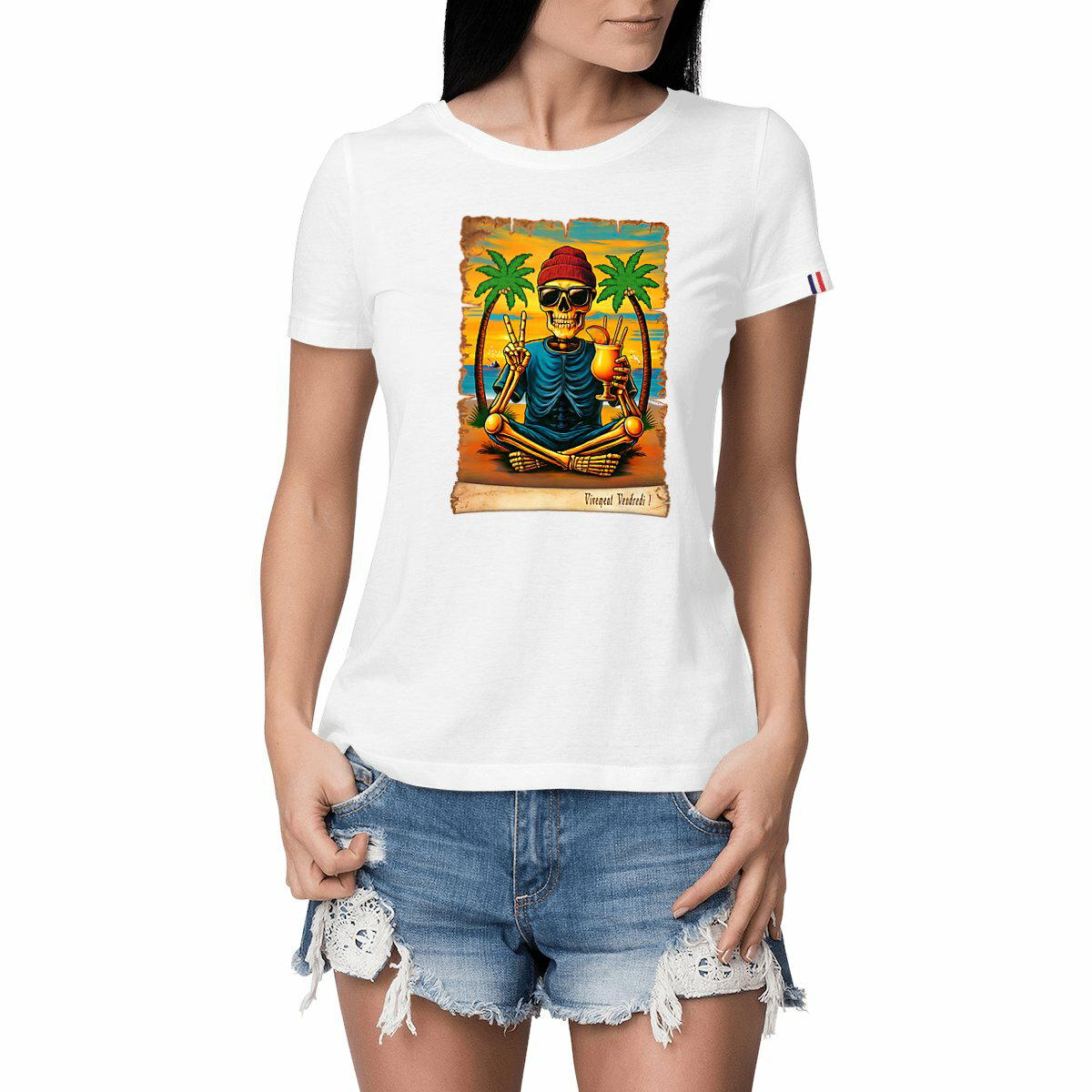 Image front ❀ T-Shirt Mi-Épais Femme Made in France ~Premium+ ✦ VIVEMENT VENDREDI ! [🌐 FR] ✨