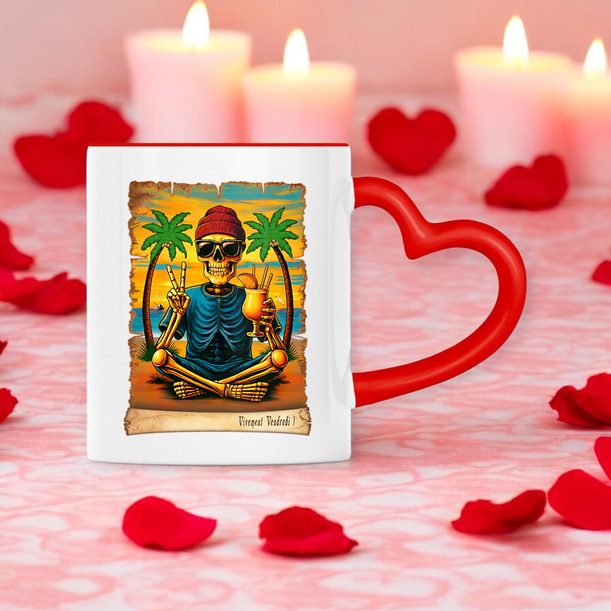 Image front ❀ Mug Céramique Avec Ance En Forme De Cœur Imprimé Sur Chaque Côté ~Premium ✦ VIVEMENT VENDREDI ! [🌐 FR] ✨