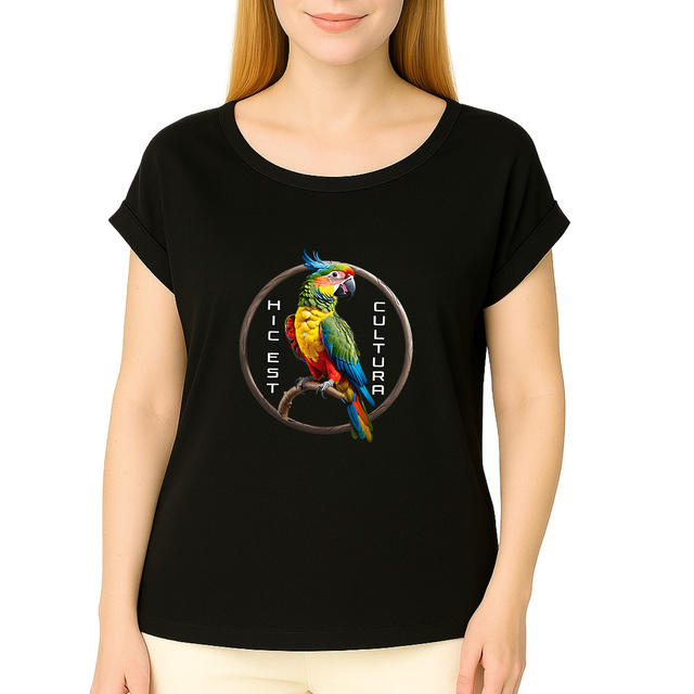 Image du produit ❀ T-Shirt Mi-Léger Femme Manches à Revers ~Premium ✦ PERROQUET [🌐 LAT] ✨