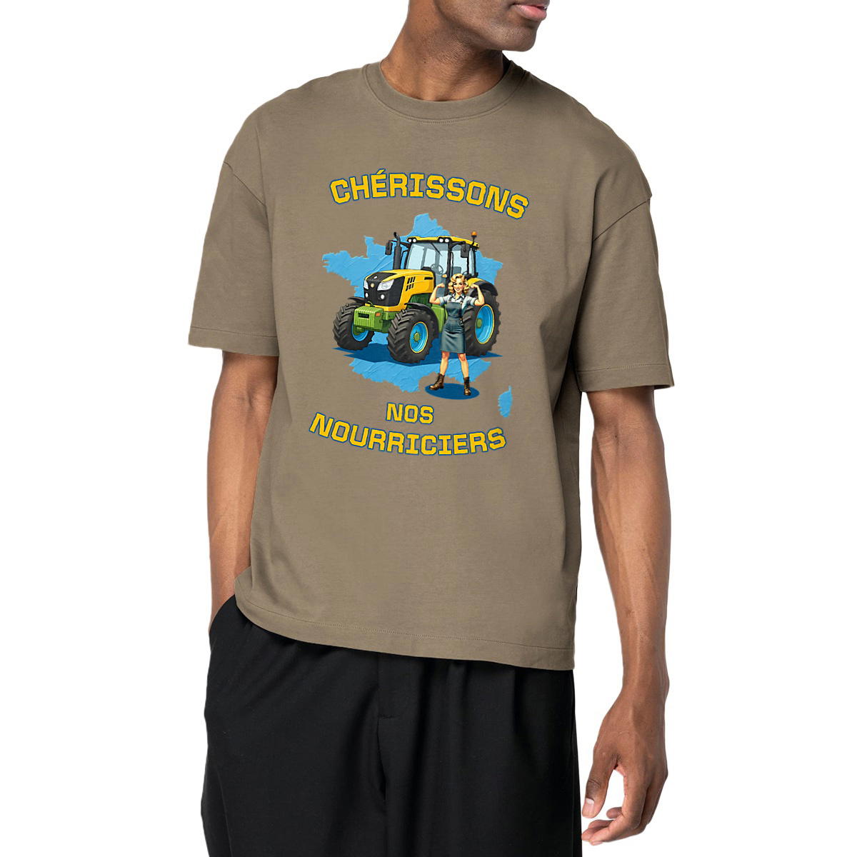 Image front ❀ T-Shirt Épais Unisexe Oversize ~Premium+ ✧ SOUTENONS NOS FERMES [🌐 FR] ✨