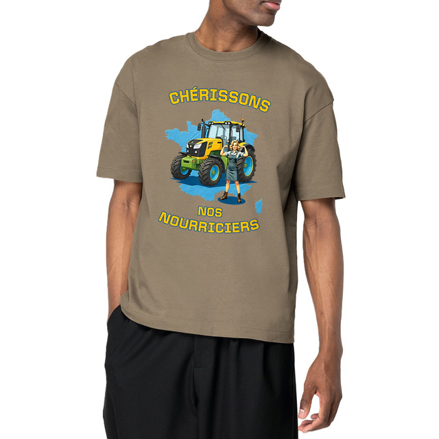 Image front ❀ T-Shirt Épais Unisexe Oversize ~Premium+ ✧ SOUTENONS NOS FERMES [🌐 FR] ✨