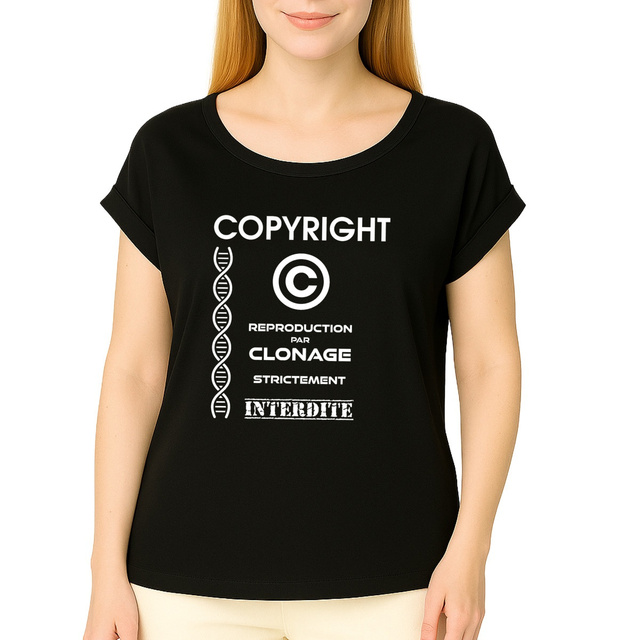 Image front ❀ T-Shirt Mi-Léger Femme Manches à Revers ~Premium ✦ L'ANTI-CLONE [🌐 FR] ✨