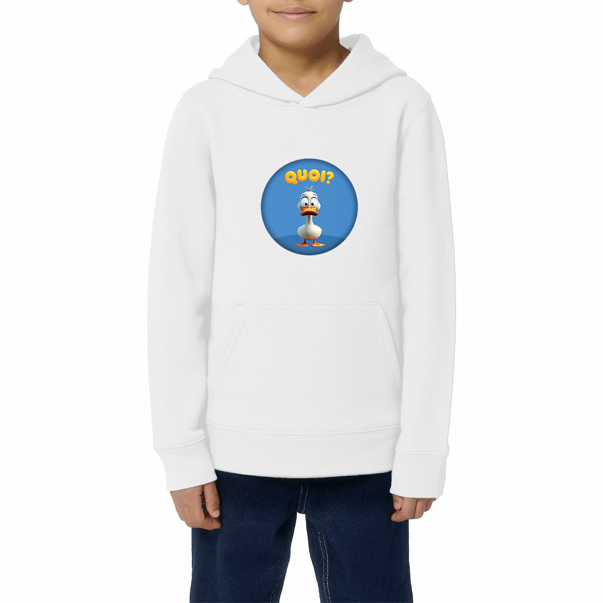 Image front ❀ Sweat-Shirt Standard à Capuche Unisexe Enfant ~Premium ✦ PETIT CANARD [🌐 FR] ✨