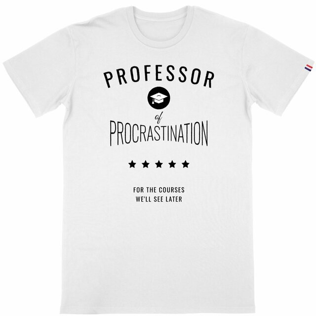 Image back ❀ T-Shirt Mi-Épais Homme Made in France ~Premium+ ✦ PROCRASTINATION [🌐 EN] ✨