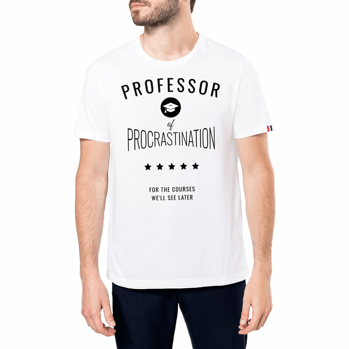 Image front ❀ T-Shirt Mi-Épais Homme Made in France ~Premium+ ✦ PROCRASTINATION [🌐 EN] ✨