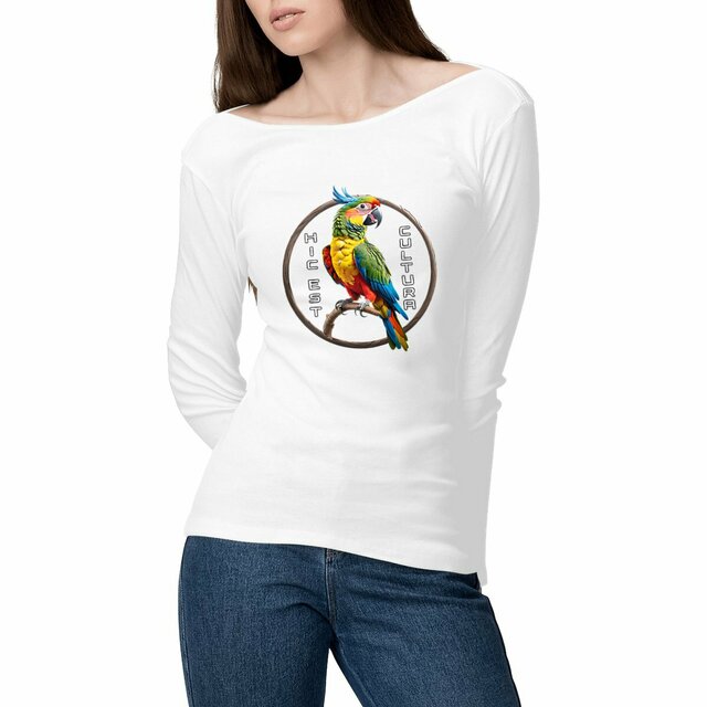 Image front ❀ T-Shirt Léger Femme Manches longues ~Premium ✦ PERROQUET [🌐 LAT] ✨
