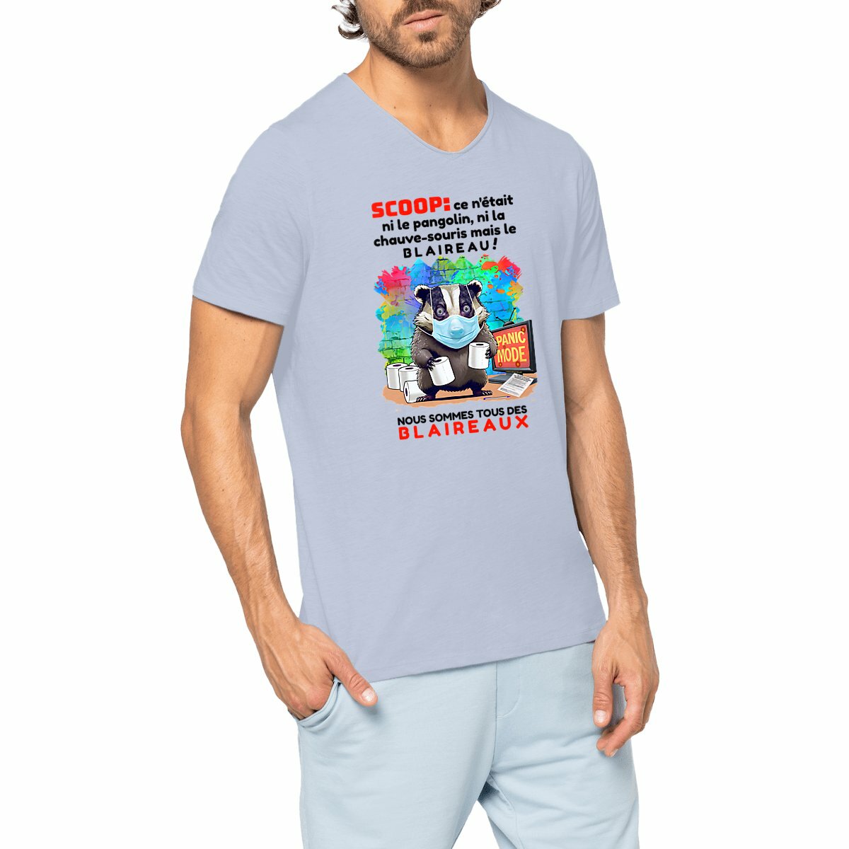 Image front ❀ T-Shirt Léger Homme Slub ~Premium+ ✦ PANIC MODE [🌐 FR] ✨