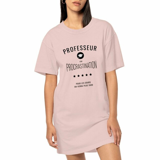 Image front ❀ Robe T-Shirt Mi-Épaisse Vintage Oversize Femme ~Premium+ ✦ PROCRASTINATION [🌐 FR] ✨