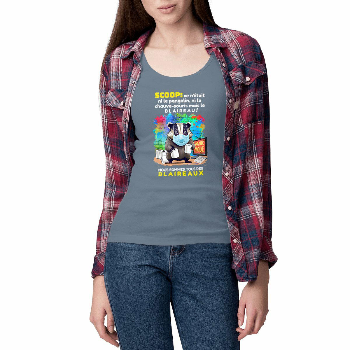 Image front ❀ Débardeur Mi-Léger Femme Cintré ~Premium ✦ PANIC MODE [🌐 FR] ✨