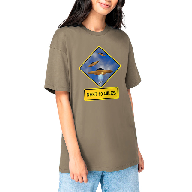 Image front ❀ T-Shirt Épais Unisexe Oversize ~Premium+ ✦ UFO ALERT [🌐 EN] ✨